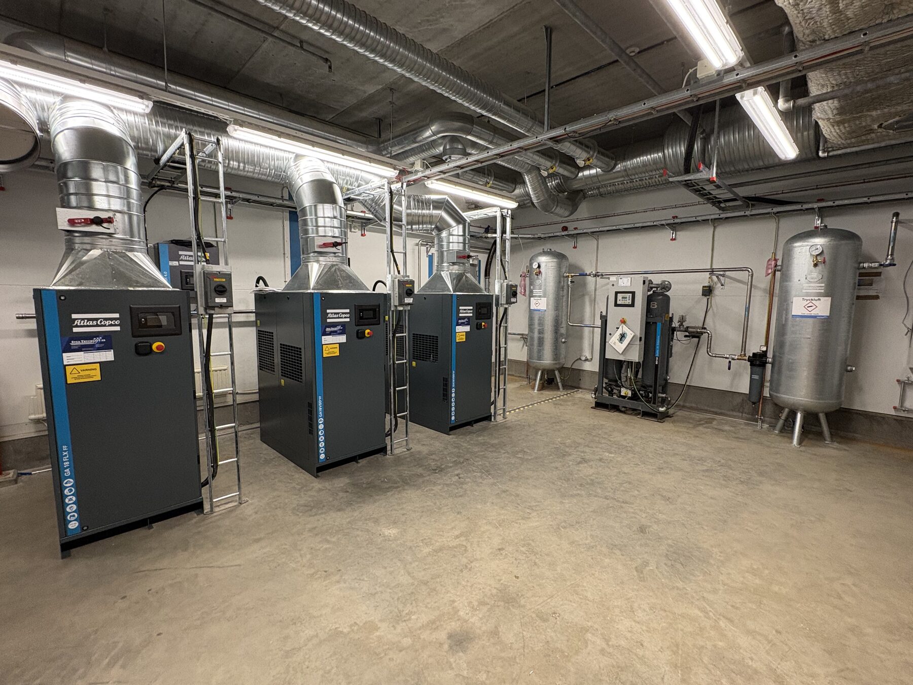 Kompressorcentral installerad av Svea Tryckluft
